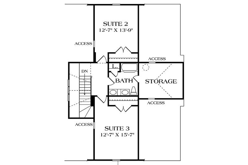 House Blueprint - Floor Plan - Upper Floor for Country House Plan #453-500 - 3 bed, 2.5 bath