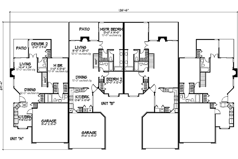 House Blueprint - Floor Plan - Main Floor for Prairie House Plan #320-1150 - 1 bed, 2 bath