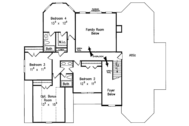 Home Plan - Floor Plan - Upper Floor for Colonial House Plan #927-379 - 4 bed, 3.5 bath