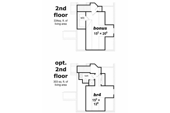Floor Plan - Upper Floor House Plan #329-336 - 4 bed, 3 bath