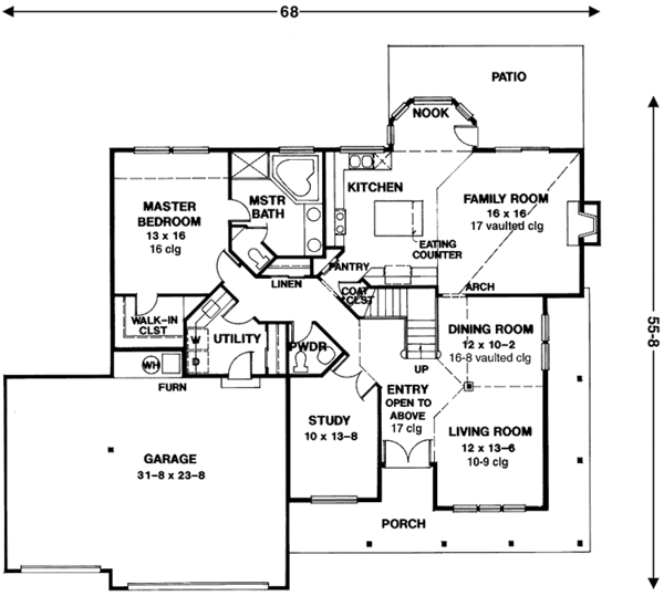 Home Plan - Country Floor Plan - Main Floor Plan #966-51