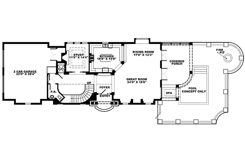 Home Plan - Floor Plan - Main Floor for Classical House Plan #1017-152 - 3 bed, 3.5 bath