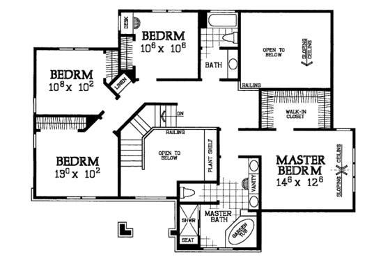 Floor Plan - Upper Floor for Traditional House Plan #72-1115 - 4 bed, 2.5 bath
