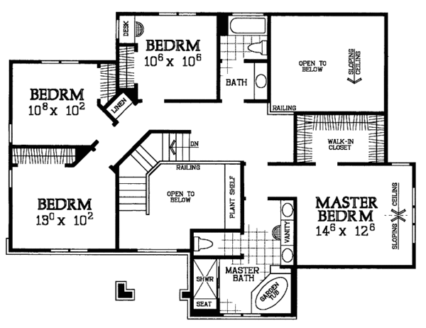 Home Plan - Traditional Floor Plan - Upper Floor Plan #72-1115
