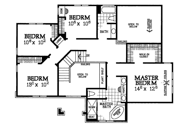 Home Plan - Floor Plan - Upper Floor for Traditional House Plan #72-1115 - 4 bed, 2.5 bath