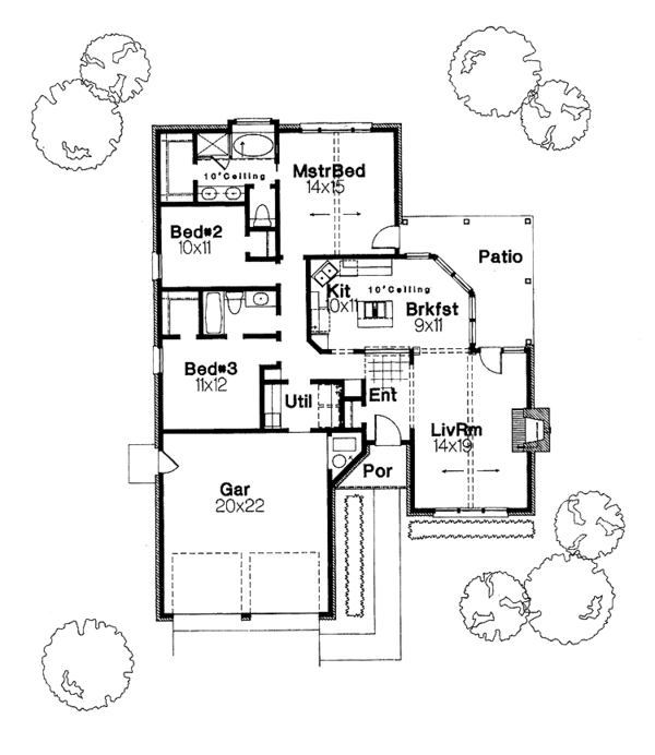 House Plan Design - Ranch Floor Plan - Main Floor Plan #310-1041
