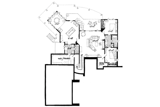Floor Plan - Lower Floor for Craftsman House Plan #942-11 - 4 bed, 3.5 bath