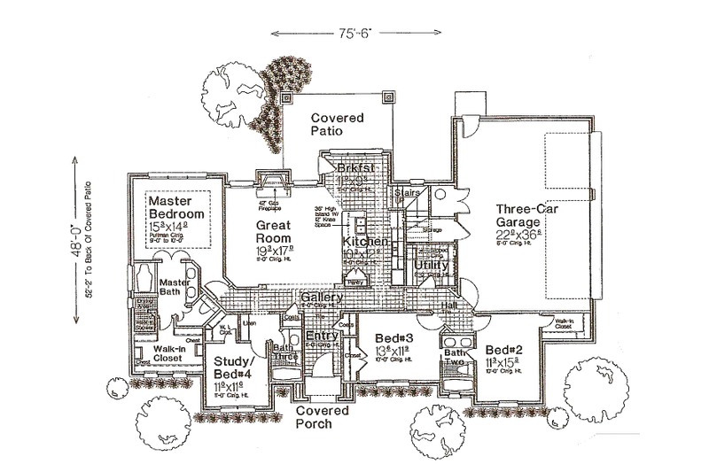 Architectural House Design - Floor Plan - Main Floor for European House Plan #310-965 - 4 bed, 3 bath