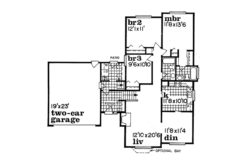 Home Plan - Floor Plan - Main Floor for Contemporary House Plan #47-800 - 3 bed, 2 bath