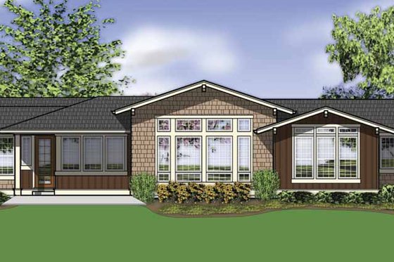 Exterior - Rear Elevation for Traditional House Plan #48-861 - 2 bed, 2.5 bath
