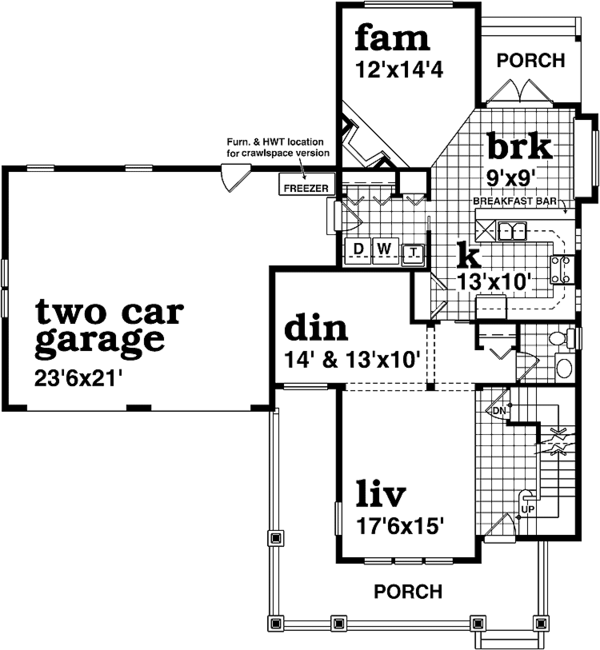 House Blueprint - Craftsman Floor Plan - Main Floor Plan #47-1024