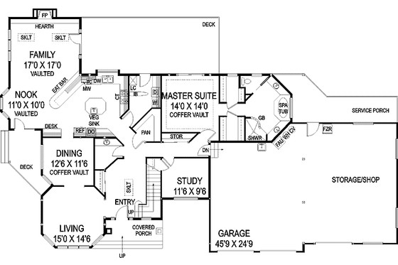 Floor Plan - Main Floor for Colonial House Plan #60-1006 - 3 bed, 3.5 bath