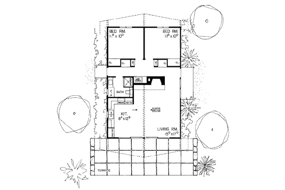 Floor Plan - Main Floor for Contemporary House Plan #72-229 - 2 bed, 1 bath