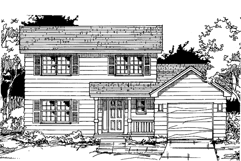 House Blueprint - Colonial Exterior - Front Elevation Plan #334-123