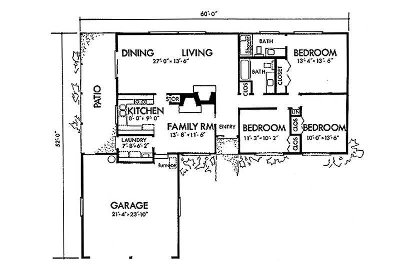 Home Plan - Floor Plan - Main Floor for Prairie House Plan #320-1310 - 3 bed, 2 bath