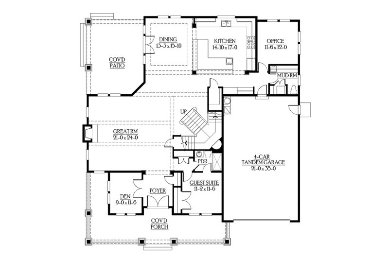 Dream House Plan - Floor Plan - Main Floor for Country House Plan #132-497 - 4 bed, 3.5 bath
