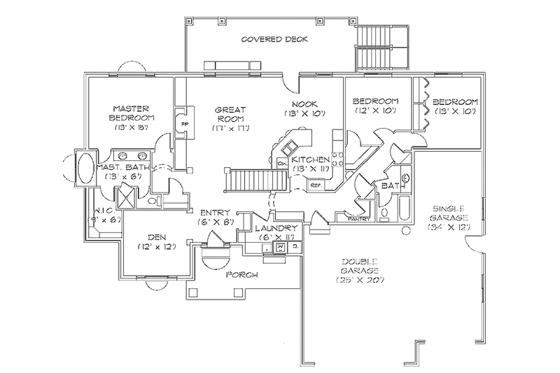 Home Plan - Floor Plan - Main Floor for Traditional House Plan #945-18 - 3 bed, 2 bath
