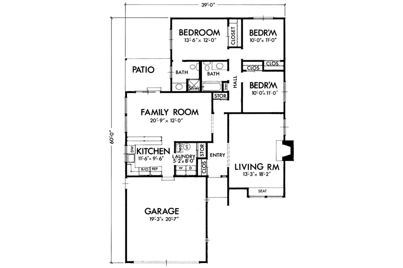 Dream House Plan - Floor Plan - Main Floor for Contemporary House Plan #320-1301 - 3 bed, 2 bath