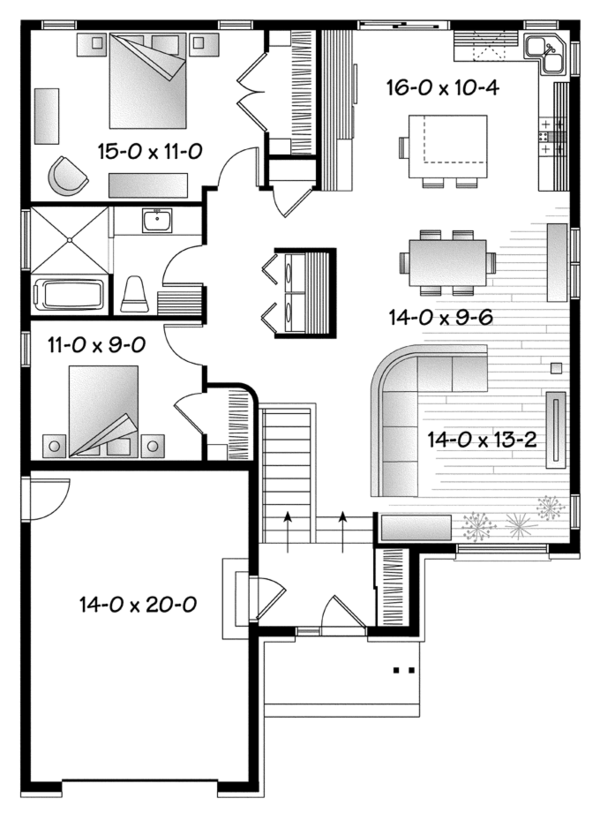Architectural House Design - Contemporary Floor Plan - Main Floor Plan #23-2576