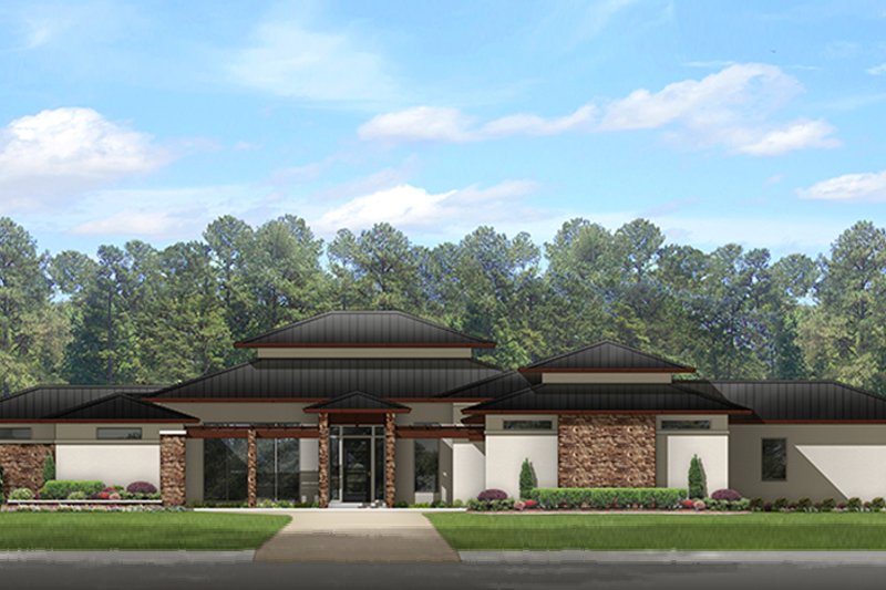 Home Plan - Exterior - Front Elevation 3 for Prairie House Plan #1058-150 - 4 bed, 3.5 bath