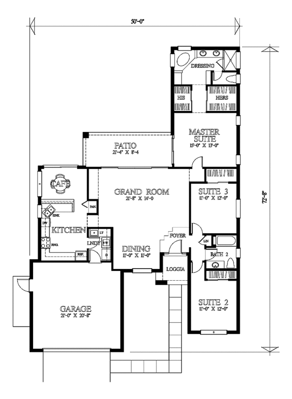 Architectural House Design - Mediterranean Floor Plan - Main Floor Plan #1007-29