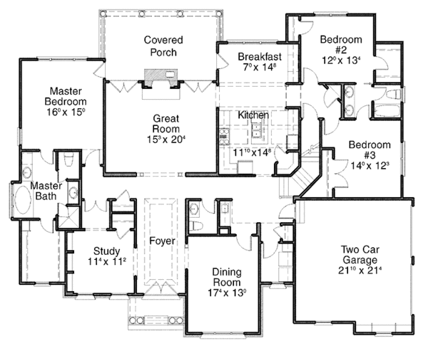 Architectural House Design - Colonial Floor Plan - Main Floor Plan #429-244