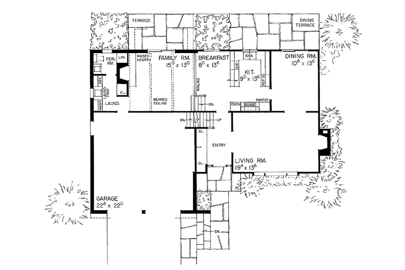 Home Plan - Floor Plan - Main Floor for Contemporary House Plan #72-576 - 4 bed, 0 bath