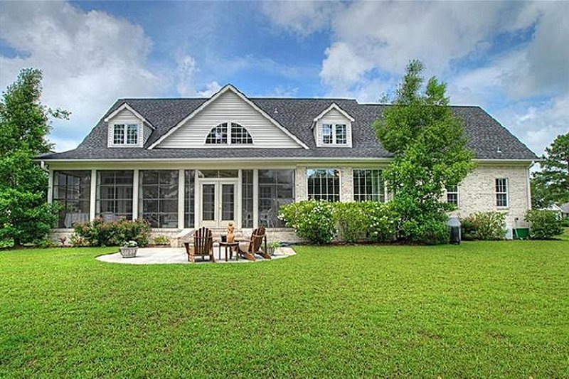 Architectural House Design - Rear view - 2600 square foot Southern home