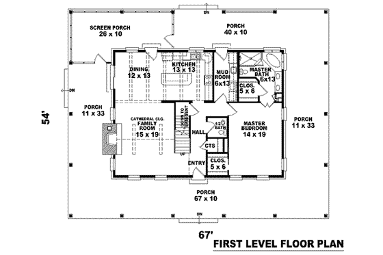 Floor Plan - Main Floor for Southern House Plan #81-773 - 3 bed, 2.5 bath