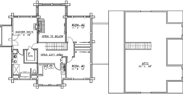 Home Plan - Log Floor Plan - Upper Floor Plan #117-121