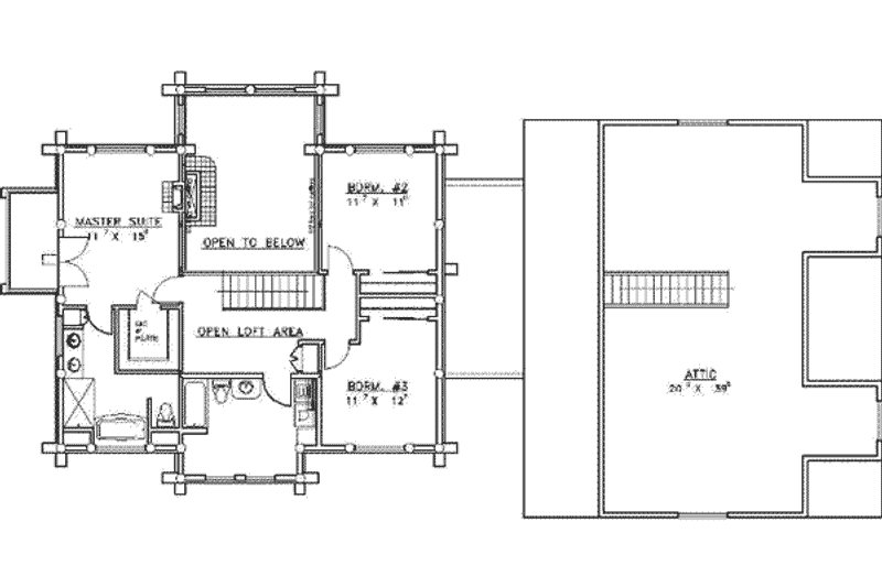 Home Plan - Floor Plan - Upper Floor for Log House Plan #117-121 - 6 bed, 5 bath