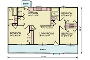 Ranch Style House Plan - 3 Beds 2 Baths 1056 Sq/Ft Plan #54-611 