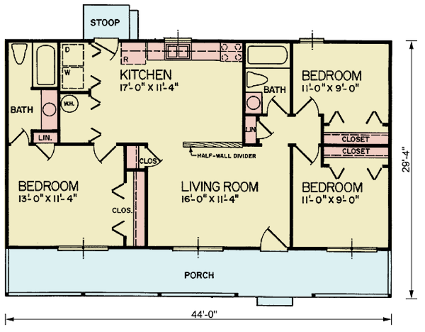 Home Plan - Ranch Floor Plan - Main Floor Plan #54-611