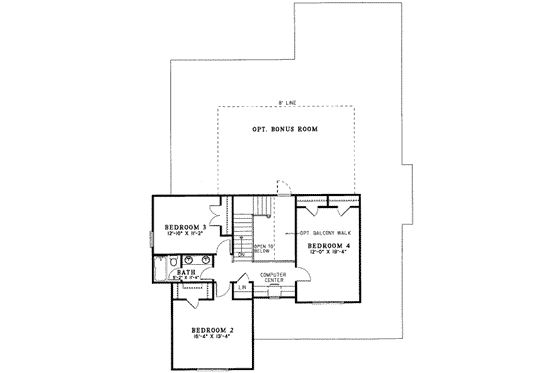 Floor Plan - Upper Floor for European House Plan #17-560 - 4 bed, 2.5 bath