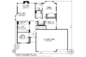 Floor Plan - Main Floor for Traditional House Plan #70-134 - 2 bed, 2 bath
