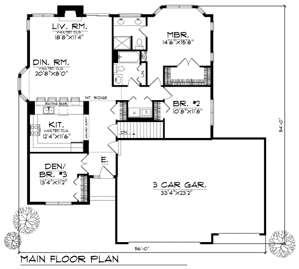Home Plan - Traditional Floor Plan - Main Floor Plan #70-134