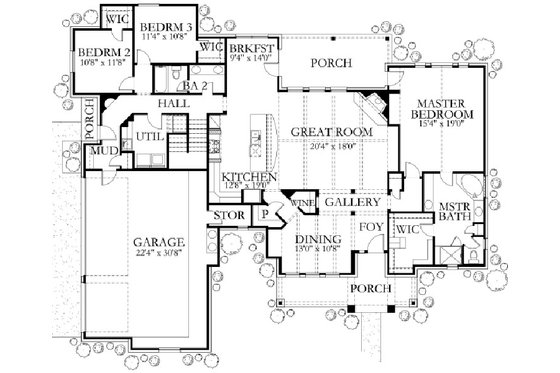 Floor Plan - Main Floor for Country House Plan #80-190 - 5 bed, 3 bath