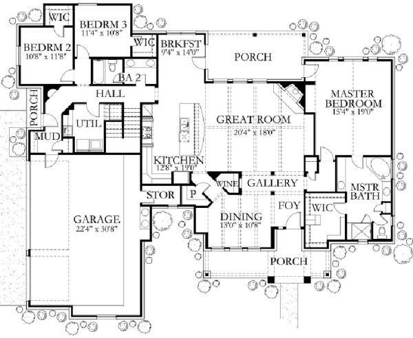 Country Floor Plan - Main Floor Plan #80-190
