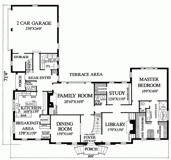 Home Plan - Colonial Floor Plan - Main Floor Plan #137-200