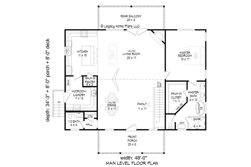 House Blueprint - Floor Plan - Main Floor for Ranch House Plan #932-662 - 3 bed, 2.5 bath