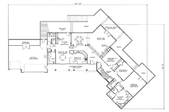 Floor Plan - Main Floor for Southern House Plan #17-159 - 4 bed, 3.5 bath