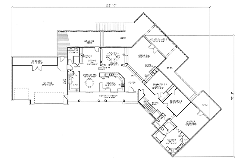 Dream House Plan - Floor Plan - Main Floor for Southern House Plan #17-159 - 4 bed, 3.5 bath