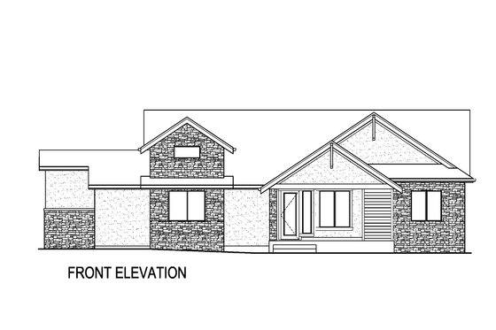 Exterior - Front Elevation 3 for Ranch House Plan #569-64 - 3 bed, 2.5 bath