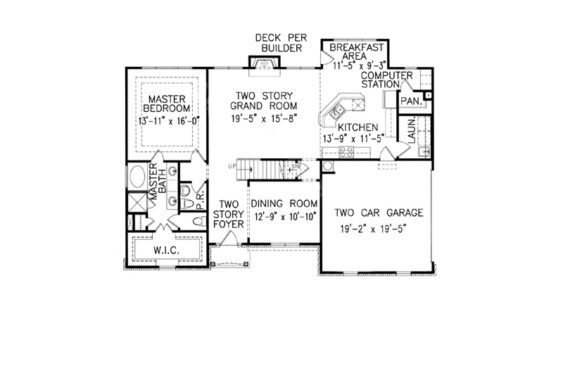 Architectural House Design - Floor Plan - Main Floor for Traditional House Plan #54-537 - 3 bed, 2.5 bath