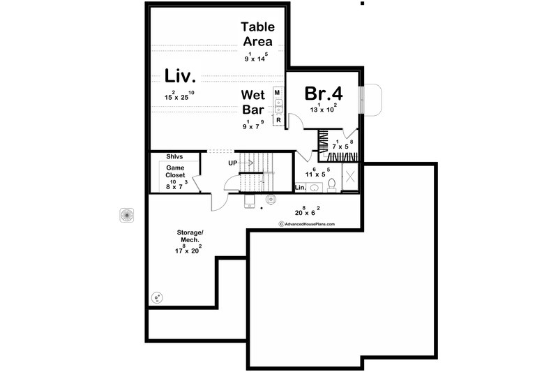 House Blueprint - Floor Plan - Lower Floor for Modern House Plan #455-556 - 3 bed, 2 bath