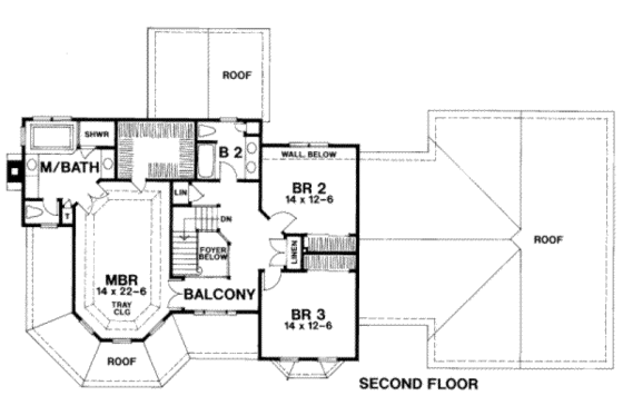 Floor Plan - Upper Floor for Victorian House Plan #328-143 - 3 bed, 2.5 bath