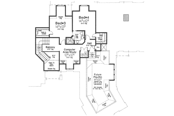Floor Plan - Upper Floor for European House Plan #310-342 - 4 bed, 3.5 bath