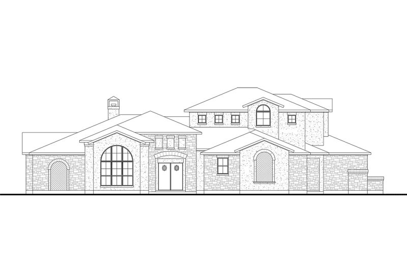 House Blueprint - Exterior - Front Elevation 3 for Mediterranean House Plan #80-126 - 4 bed, 3.5 bath