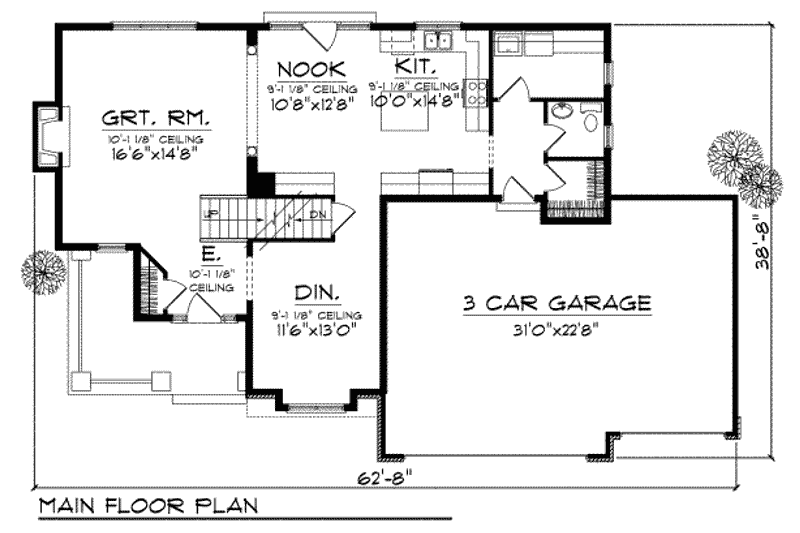 House Plan Design - Floor Plan - Main Floor for Traditional House Plan #70-702 - 4 bed, 2.5 bath