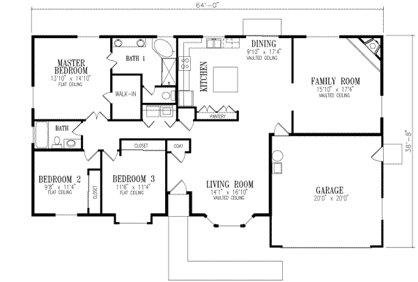 House Design - Adobe / Southwestern Floor Plan - Main Floor Plan #1-379